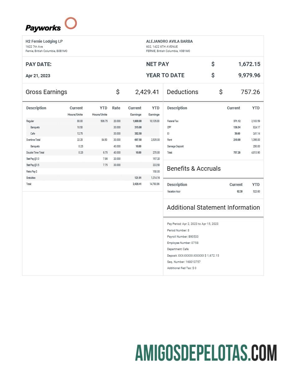 Em branco Modelo de extrato de pagamento H2 Fernie Lodging LP em formatos Word e PDF.pdf, 1